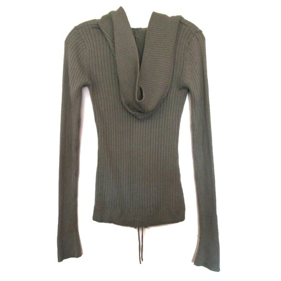 y2k vintage grunge olive green hoody sweater hoodie top size xs extra small - Picture 2 of 2